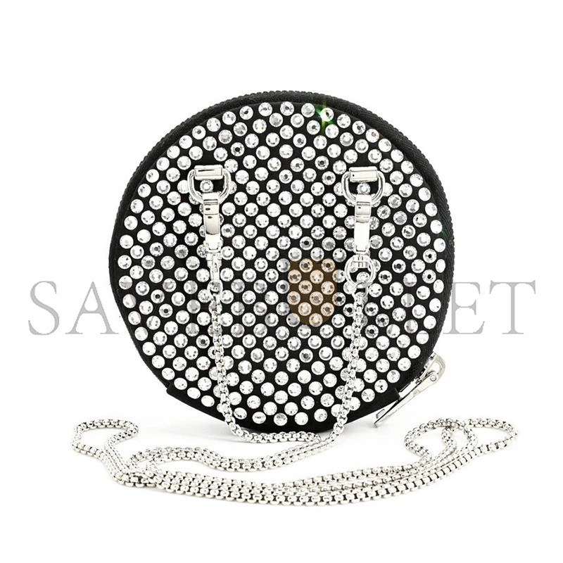 PRADA ROUND CHAIN SHOULDER BAG BLACK 1NR003 (12*12*2cm)